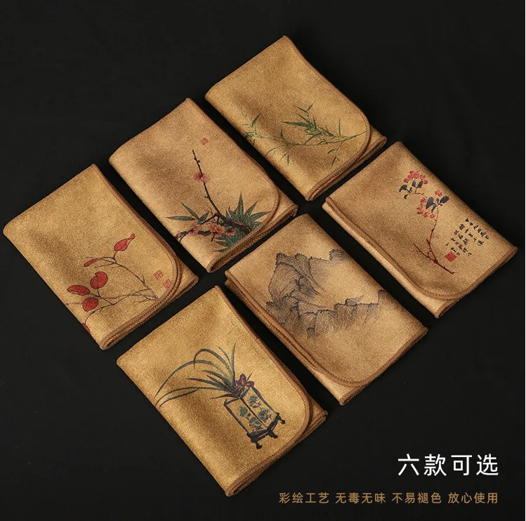

Painted tea cloth, tea towel, high-end tea towel cloth, tablecloth, absorbent tea set, thick cotton, linen, Zen cloth, pot mat