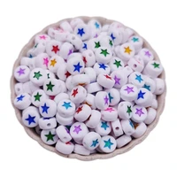 50pcs 7mm mixed star moon beads spacer acrylic beads for diy jewelry making bracelet supplies round spacer acrylic