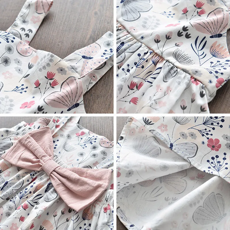 Детское летнее платье без рукавов с цветочным принтом | Детская одежда и обувь