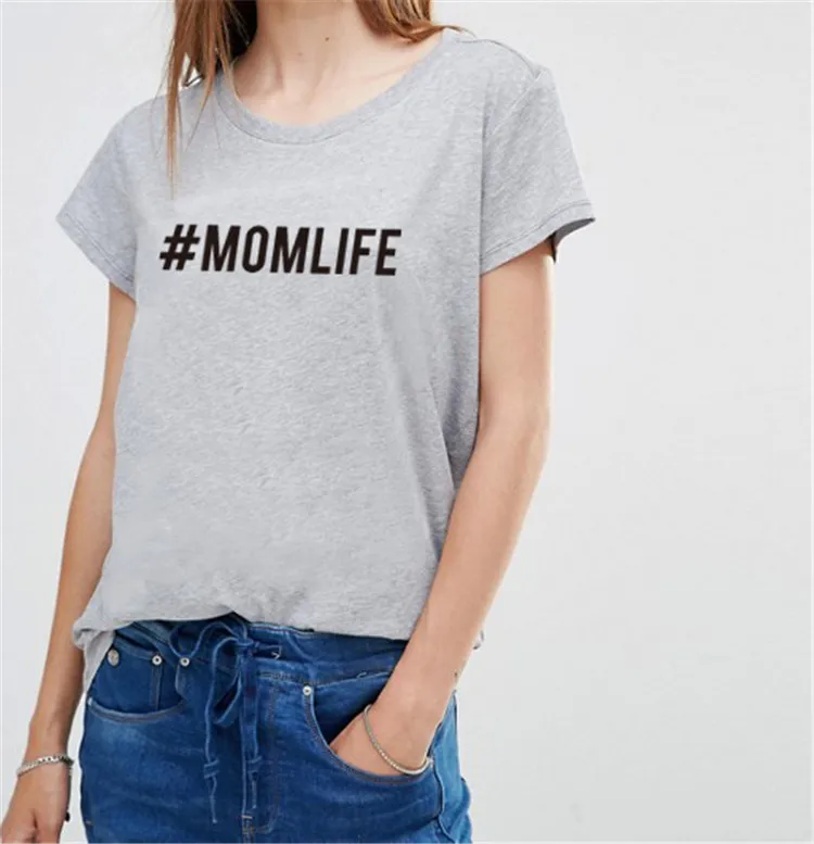 

Женские Momlife женские серого цвета с цветочным рисунком летняя уличная графика блуза-футболка на каждый день с принтом в виде букв, верх из мя...