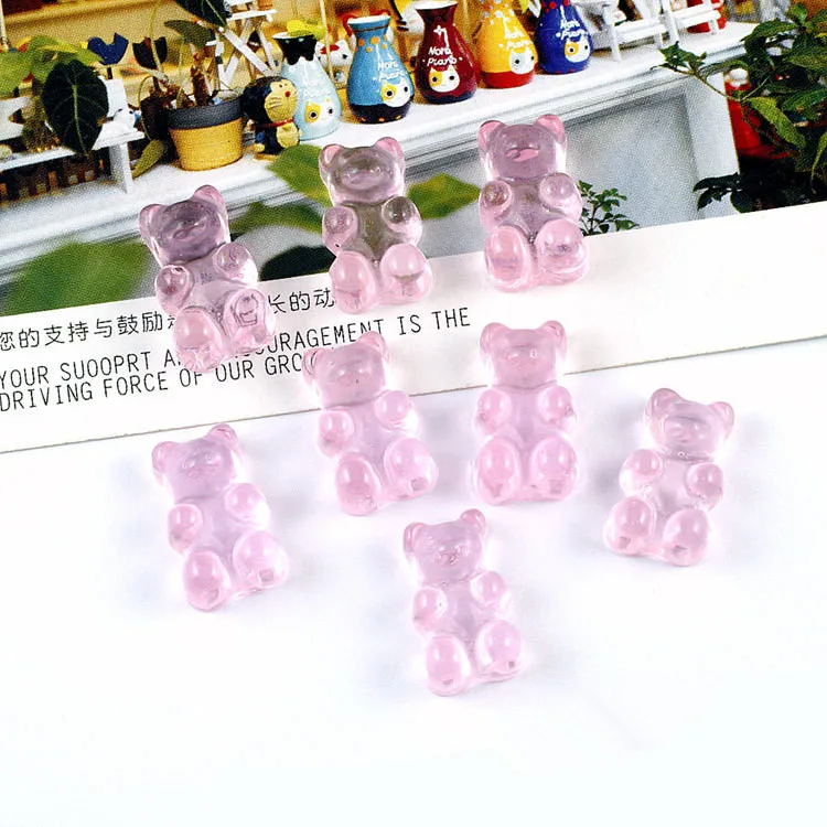 Pink Bears 20-100 шт милые медведи плоское заднее плоское украшение из смолы цвет DIY ремесла поставки телефон нашивка в виде ракушки искусство материал детские игрушки аксессуары для волос - Цвет: Pink Bears