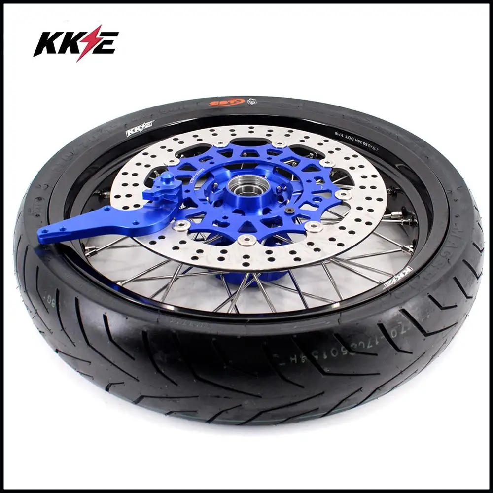 3,5/4,25 Spoked супер мото колеса CST обод шины Набор для HUSABERG FE FC 250 350 450 501 2004- Supermotard диски синий