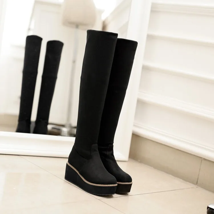 Ботфорты женские выше колена ботфорты с губчатым рукавом водонепроницаемые для