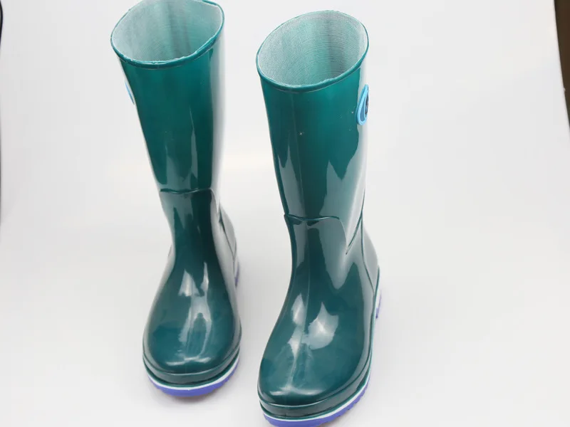 Женские высокие резиновые сапоги прочные водонепроницаемые однотонные с