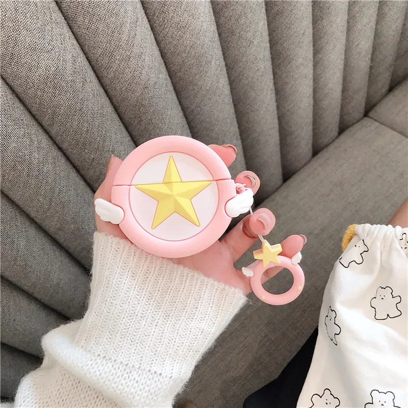 pink star 3D чехол с принтом "Сейлор Мун" для Airpods pro милые аксессуары Bluetooth наушники защитная крышка для airpod pro 3 мультяшное Силиконовое кольцо - Color: pink star
