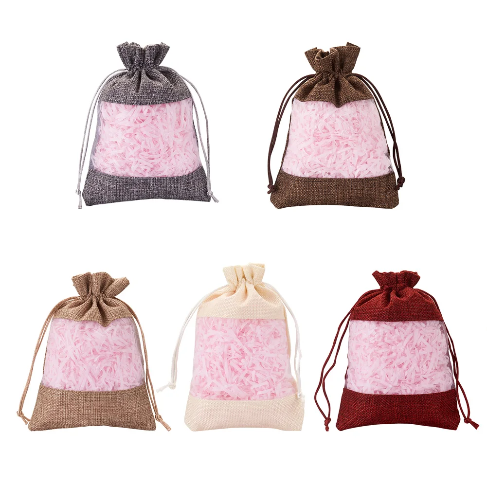 20~30pcs/Set Burlap Packing Pouches Jewelry Drawstring Bags For Favor Candy Present Jewelry Making Packaging Display Mixed Color