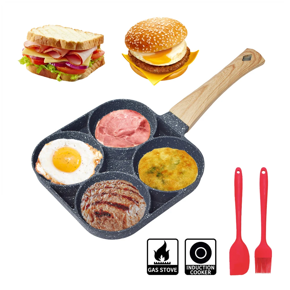 

2/4 Hole Frying Pot Pan Thickened Omelet Pan Non-stick Egg Pancake Steak Pan Cooking Egg Ham Pans Breakfast Maker Cookware