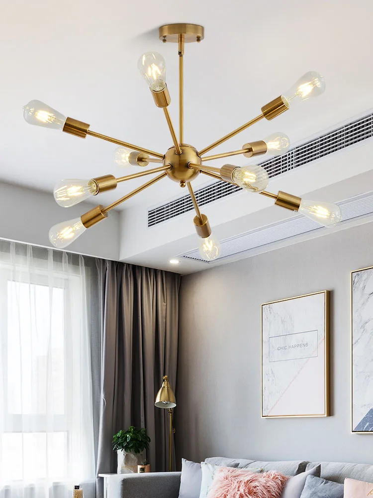 Люстра &quotспутник&quot латунь современные подвесные светильники Античное золото