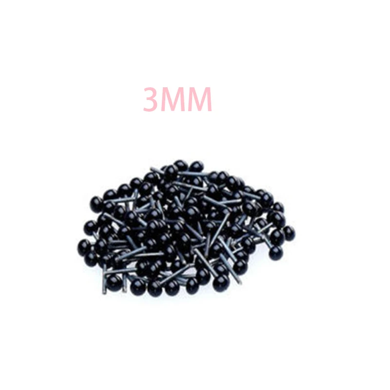 3MM 100 шт./компл. черный 2 мм/3 мм/4 мм Стекло глаза иглы для валяния Плюшевые мишки, куклы поделки в виде животных для мягкого плюша; аксессуары для куклы - Цвет: 3MM