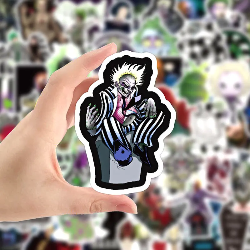 Beetlejuice-pegatinas para motocicletas, calcoman&iacute;as cl&aacute;sicas para espect&aacute;culos de televisi&oacute;n, vasos de agua, muebles, equipaje, monopatines, ordenadores, 10/30/50 unids/paquete-4