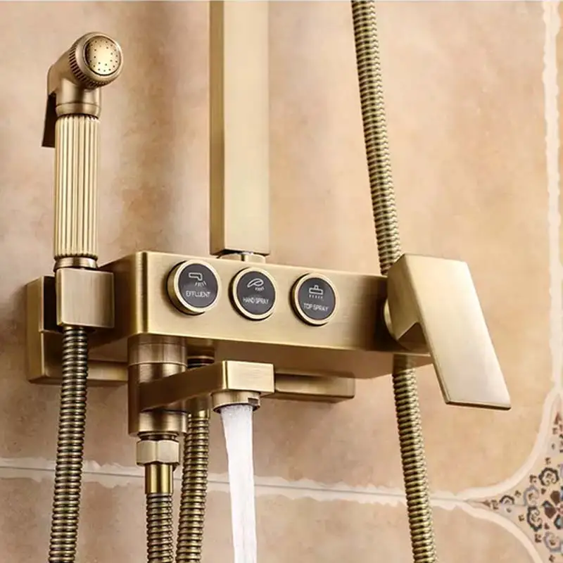 ecofresh antique finish bath taps bathroom faucet set thermostat thermostatic shower mixer with shower free global shipping