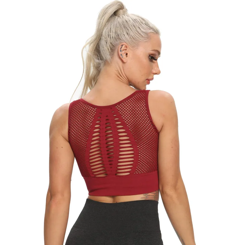

Hollow Out Yoga Bra for Women 2021 Summer Fitness Clothing Quick-Dry Seamless Sport Bra Casual Ladies Slim Running Tops U346