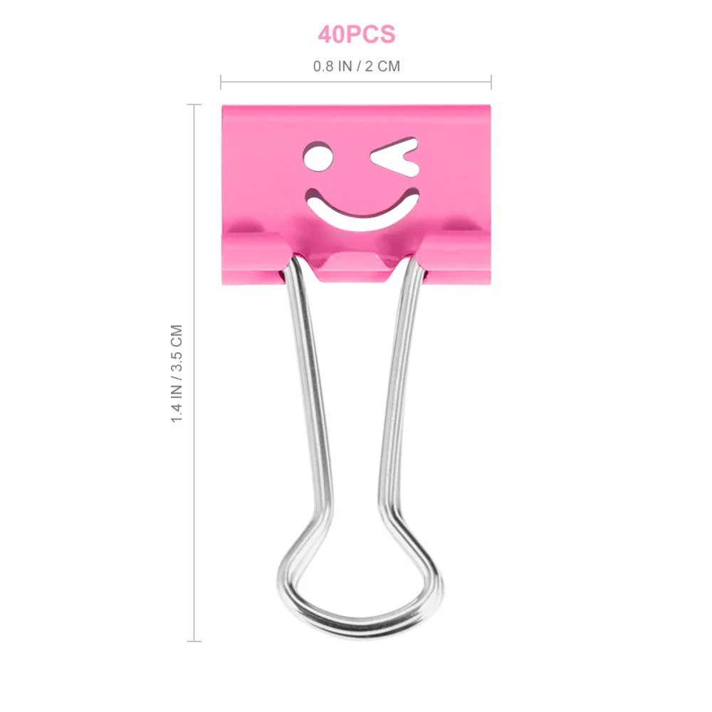 

40pcs Binder Clips Smile Face File Paper Clip for Home School Office (Mixed Color)