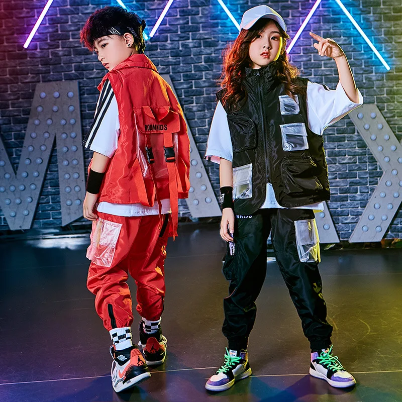 

New Kids Boys hip-hop suit children hiphop waistcoat Korean handsome hip-hop girls costume 100-170cm height