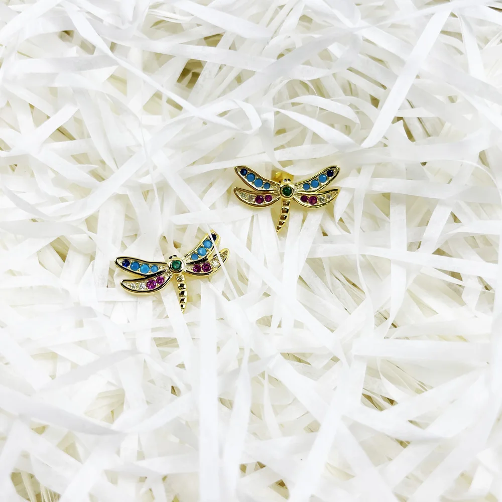 Женские серьги-гвоздики в виде стрекозы | Украшения и аксессуары