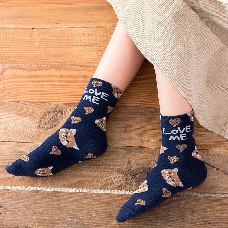 

New Bear Socks Women Streetwear Harajuku Crew Kawaii Stripe Fashion Ankle Funny Cotton Embroidered Expression