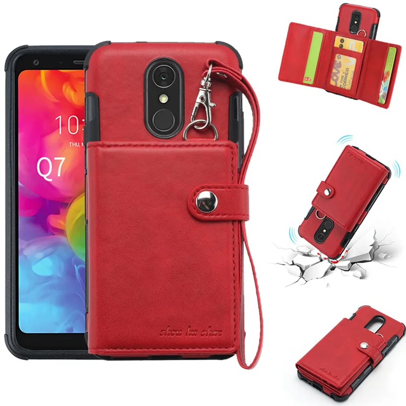 Чехол-бумажник с откидной крышкой и шнурком для телефона LG Q7/Q7 +/Q7 Aipha чехлы Q Stylo4/Q