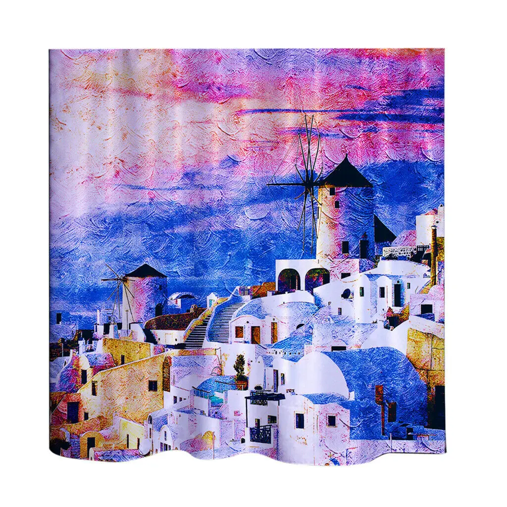 

Greece Print Shower Curtain Water Resistant Machine Washable