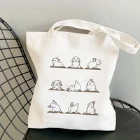 2021 shopper bunnies yoga lovely printed tote bag women harajuku shopper handbag girl shoulder shopping bag lady canvas bag