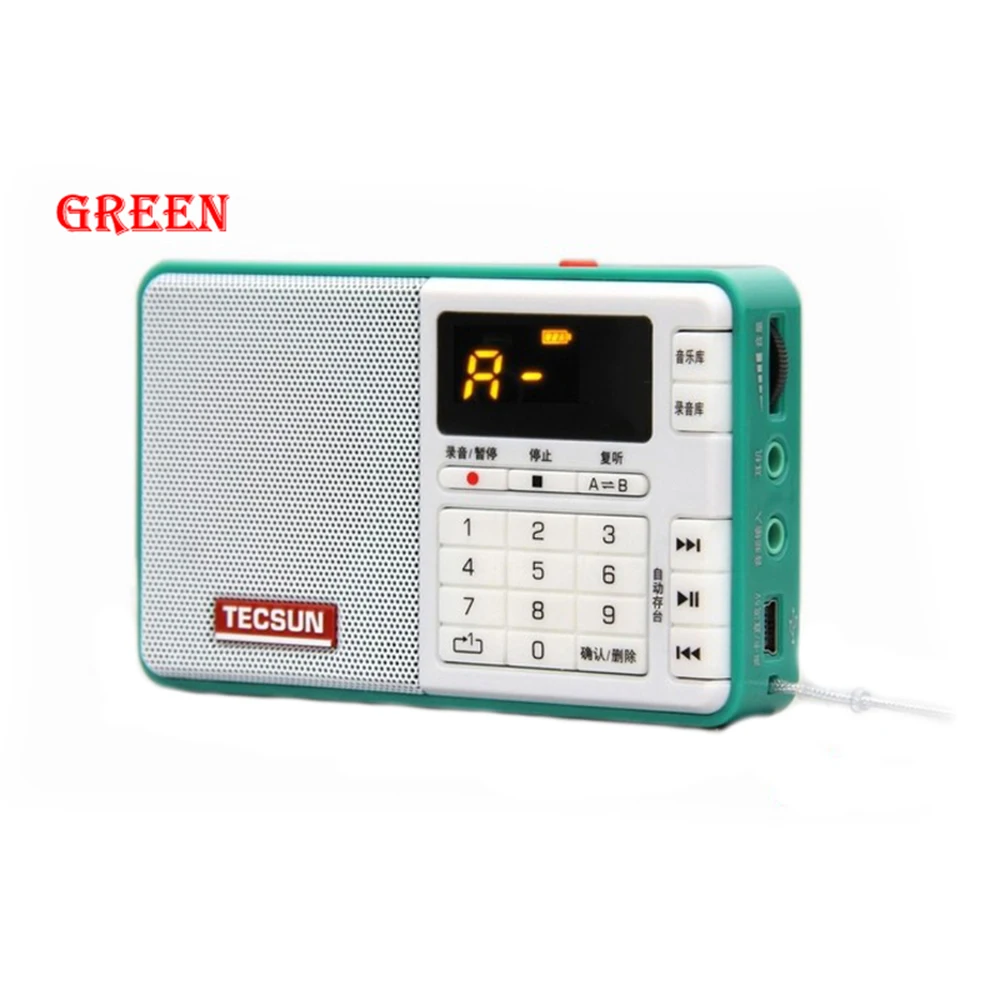 Green TECSUN Q3 радио карманный размер мини рекордер с 16G TF карта MP3 плеер FM стерео FM 76-108 МГц - Цвет: Green