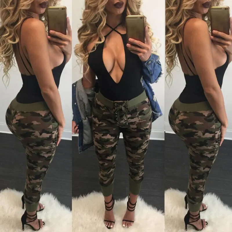 Сексуальные женские камуфляжные обтягивающие штаны для бега повязки стрейч