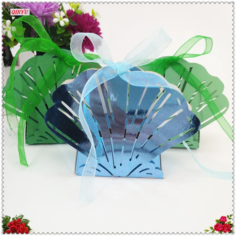 50 шт. в виде ракушки Форма Винтаж Крафт бумажная коробка для конфет драже коробки