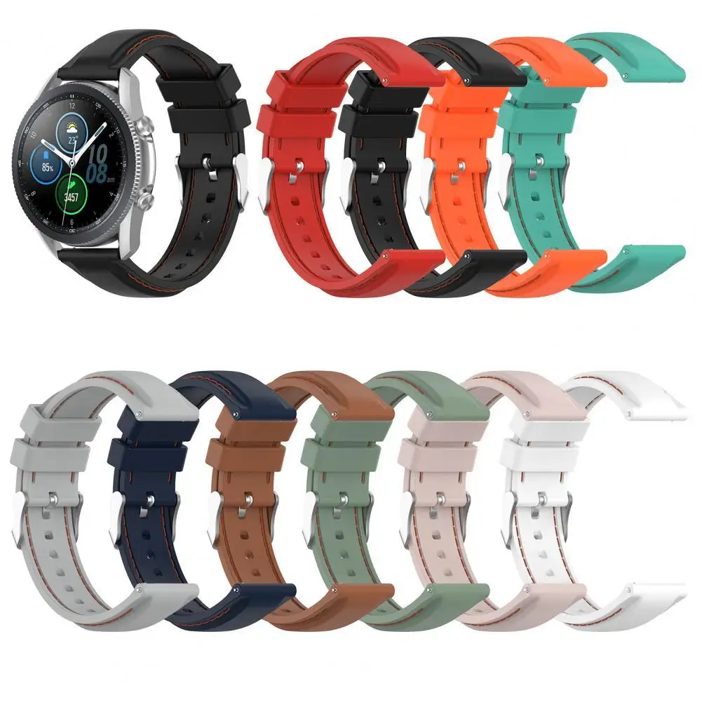 

22mm Universal Stitched Silicone Watch Strap Wrist Band for Samsung Galaxy Watch 3 45mm Gear S3