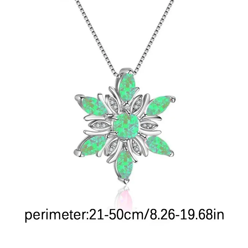 

Female Creative Colorful Fashion Christmas Snowflake Necklace Personality Pendant Rainbow Stone Birthstone Choker Gift