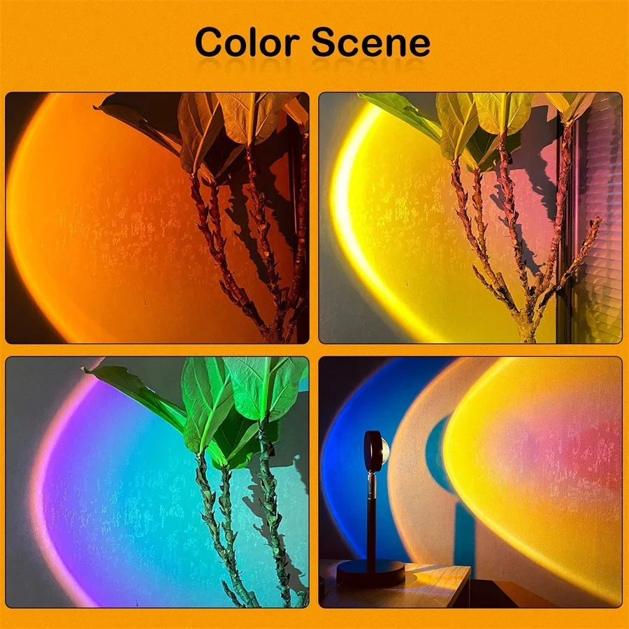 USB проектор с радужным закатом красный светодиодный ночник проекционный