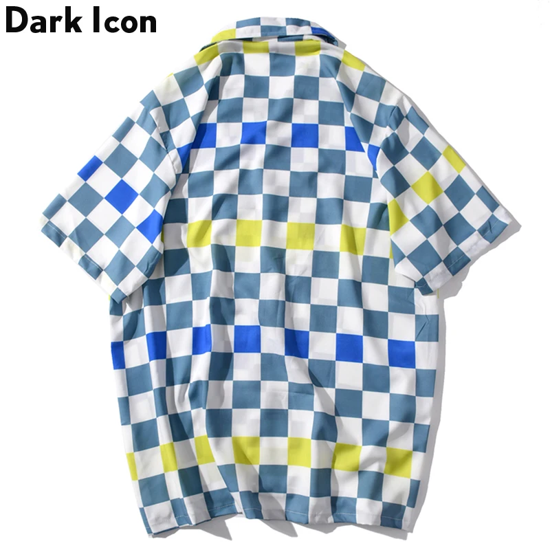 Мужская клетчатая рубашка Dark Icon Hawaii Style белая уличная одежда новинка