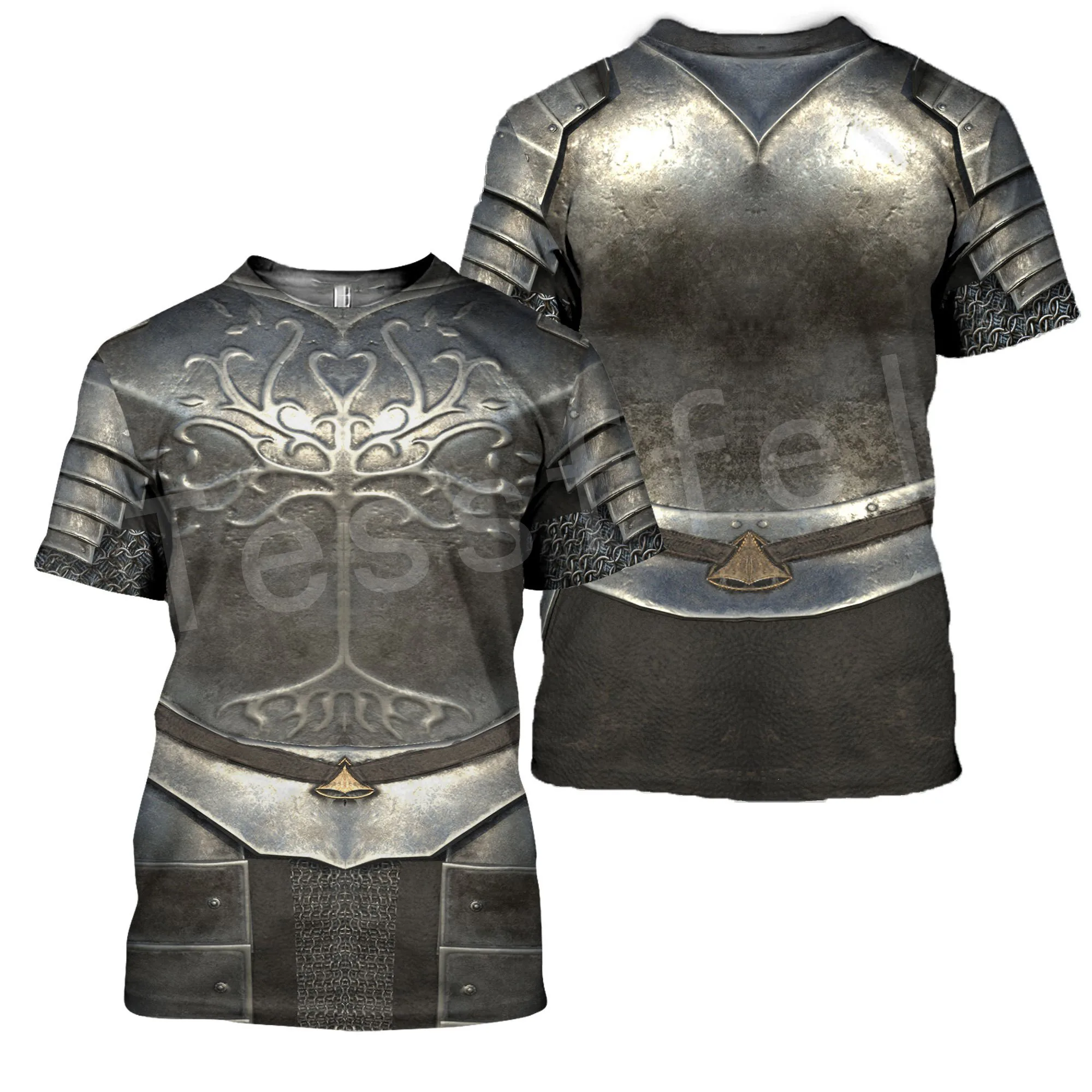 

Tessffel cavalier Knights Templar Armor Causal Streetwear Harajuku 3DPrint Short Sleeve Summer Man's top T-shirt Men/Women A-3