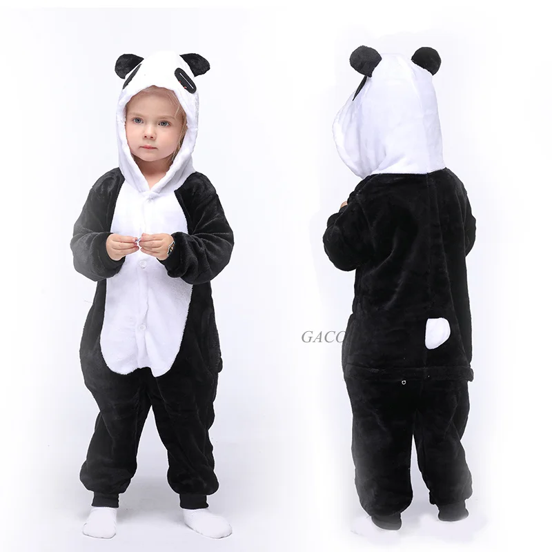 panda Kuguurumi/зимняя Пижама для маленьких девочек; комбинезон с единорогом из мультфильма; детская одежда для сна; фланелевый теплый комбинезон; детские пижамы - Цвет: panda