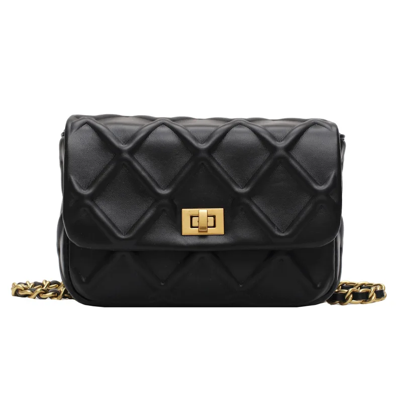 

2021 new one Shoulder Messenger Handbag luxury decoration rhombic chain bag female embossed Korean fairy bag
