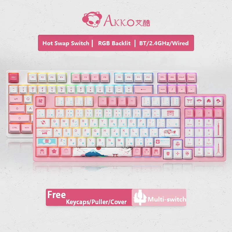 

Клавиатура AKKO 3098RGB Механическая Беспроводная с Bluetooth 5,0, 3 режима