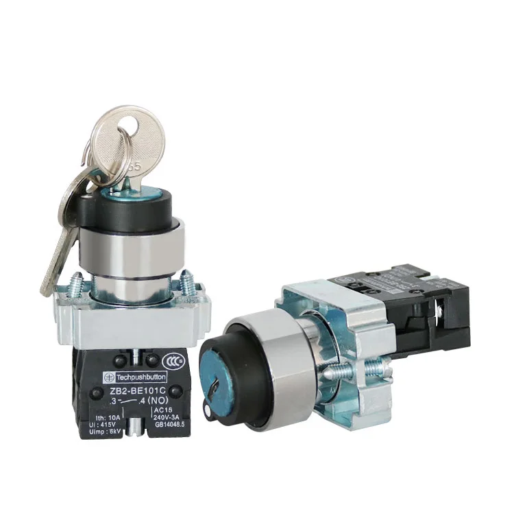 

22mm 220VAC Rotary Selector Switches XB2-BG21 XB2-BG25 XB2-BG33 Rotary Key Lock Select Switch 400VAC 16A