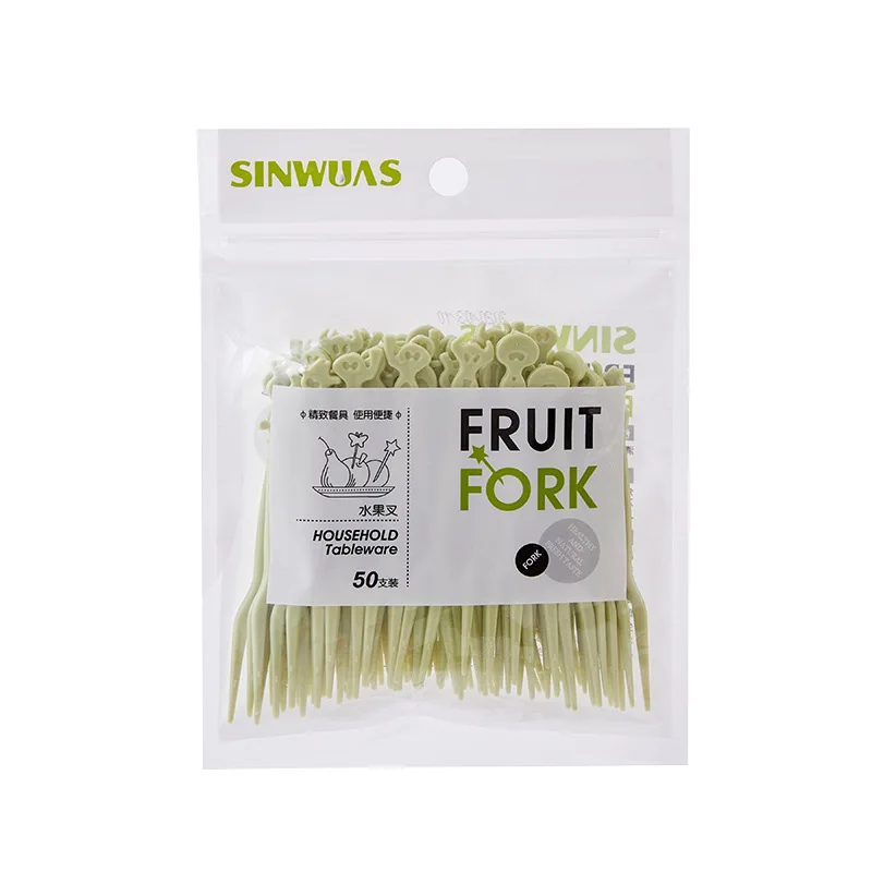 

50 Pcs Disposable Fork Individually Wrapped Cartoons Forks Wedding Party Birthday Disposable Fork Fruit Cake Salad Dessert