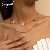 cosysail 2pcsset simple snake chain choker necklace for female fashinr heart sequin clavicle chain necklace set party jewelry