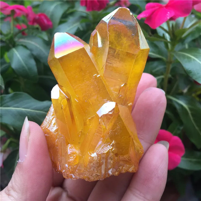 1pcs Natural crystal quartz Rare beautiful flame aura quartz crystal cluster Ore Mineral Healing Specimens Random delivery