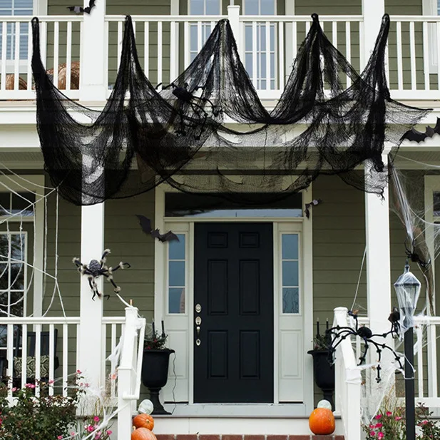 

76x198cm Black Creepy Cloth For Halloween Decoration Window Table Door Net Spooky Fancy Dress Party Decor Halloween Gauze