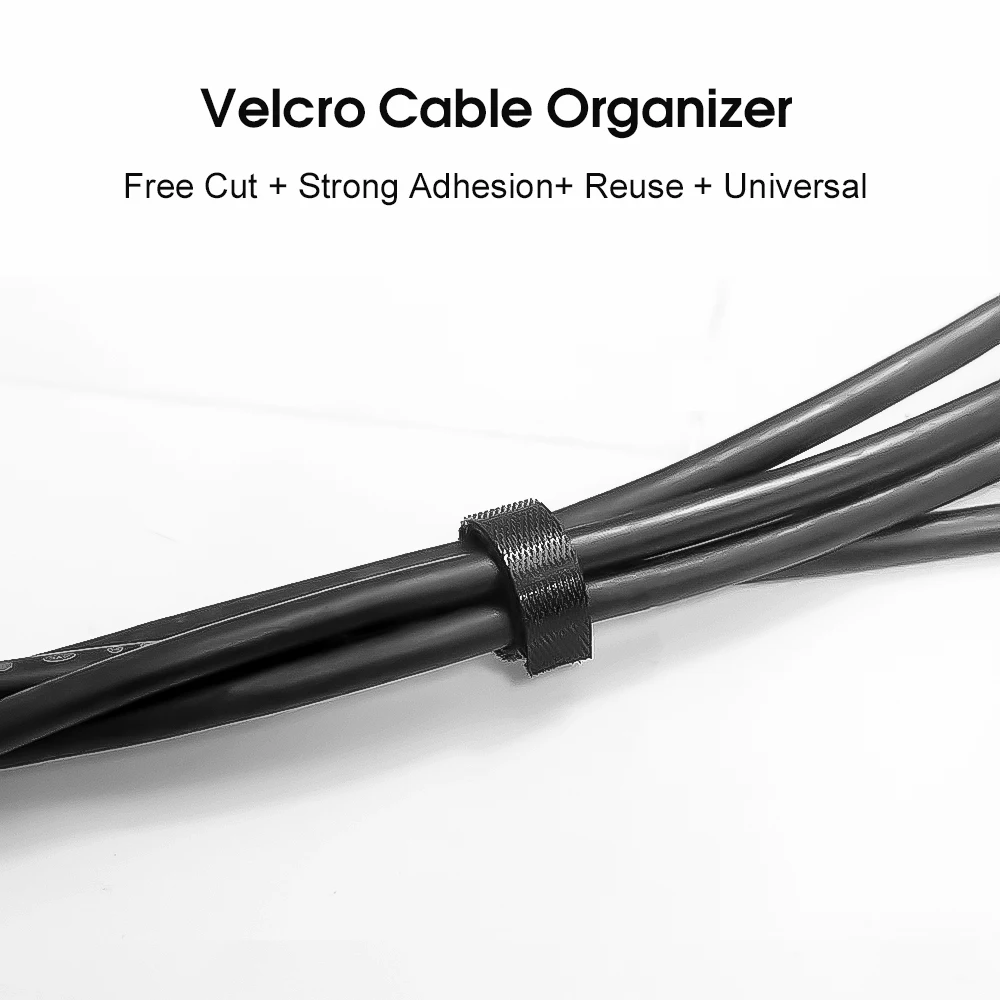 Черный нейлоновый кабельный органайзер на липучке свободная резка сильная