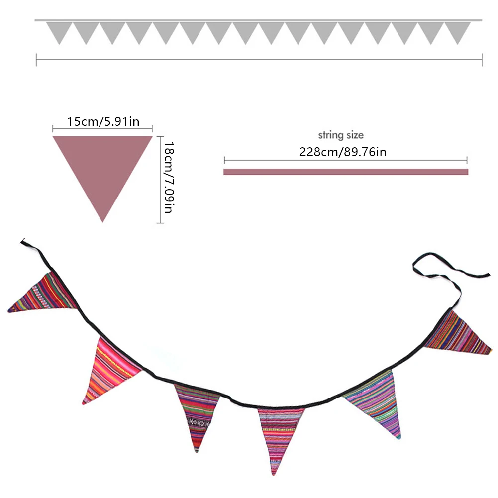 

6PCS Triangle Flag Camping National Wind Trigon Pennant Banner With Hanging Rope Random Color Camp Flag Atmosphere Equipment