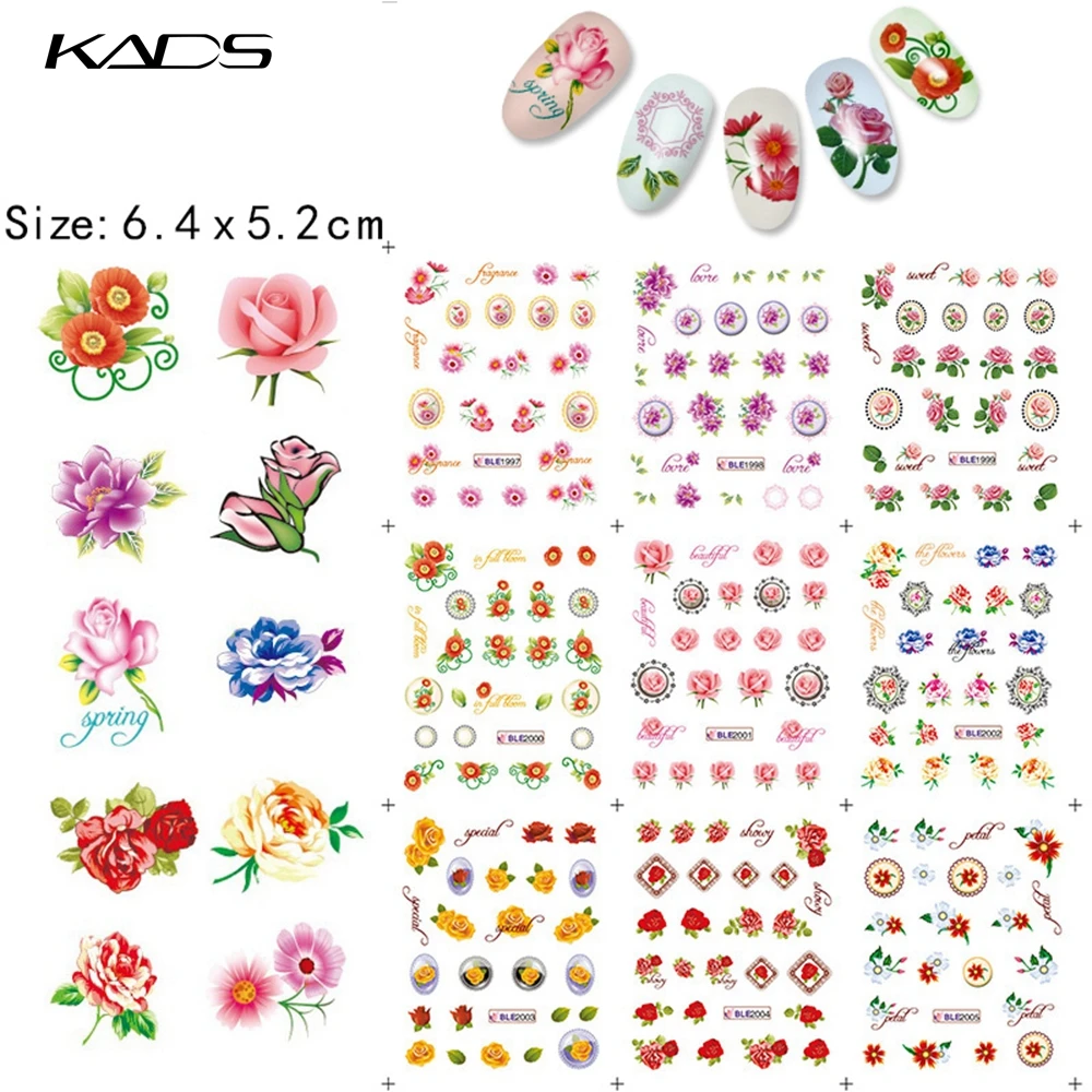 11 листов/КОМПЛЕКТ Красивые Цветы nail art наклейки серия аксессуары переброски вод
