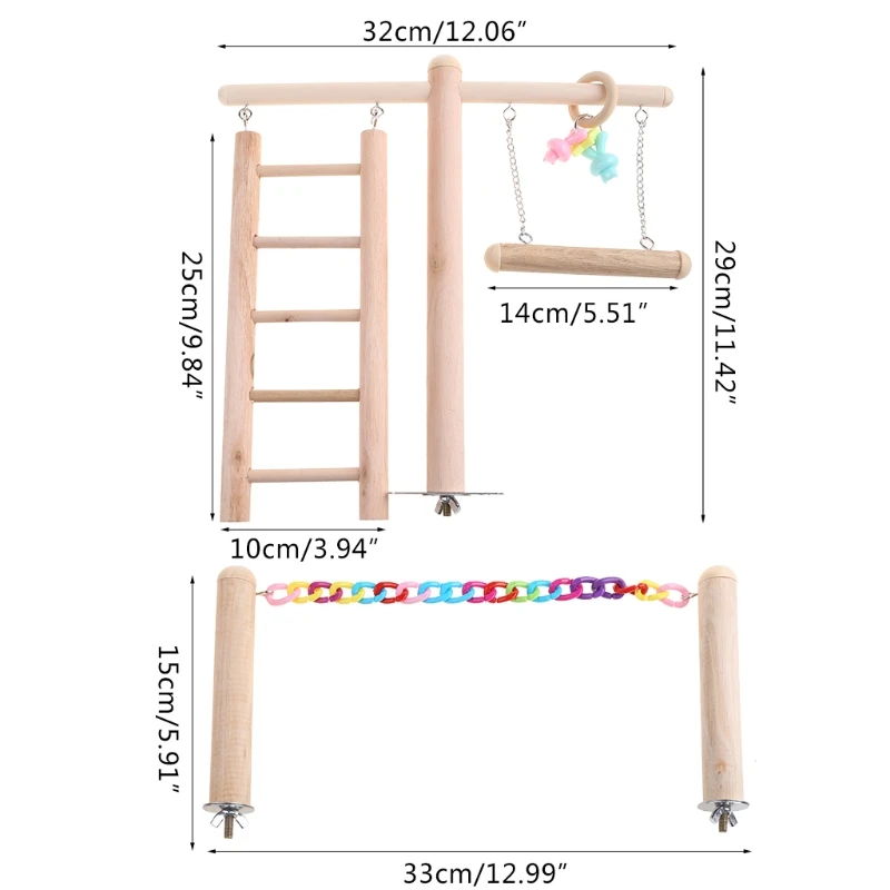 Bird Cage Stand Play Gym Wood Perch Playground Parrot Climbing Ladder Chewing Chain Swing Activity Exercise Center for Lovebirds | Дом и сад