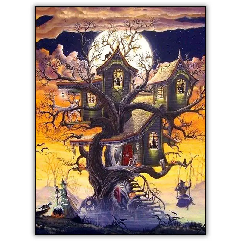 Хэллоуин деревянный дом 5d DIY алмазная живопись аксессуары полная дрель