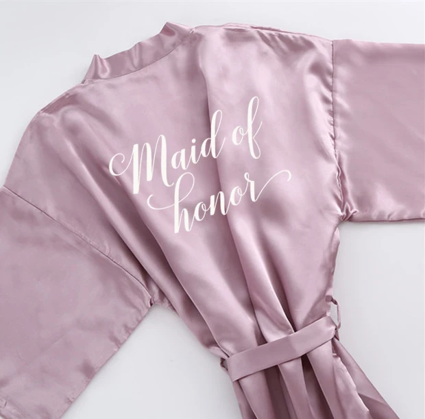maid honor Новинка; изящные прекрасные сиреневый халат невесты Атласный халат для женщин получения замужем Невеста курица вечерние сестры sqaud мать свадебная одежда для невесты - Цвет: maid honor
