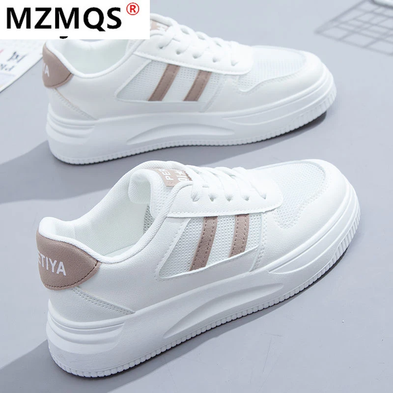 

2021 Summer Woman Sneakers Fashion Breathable PU Leather Casual Shoes White Platform Women Shoes Soft Footwears Zapatos Mujer
