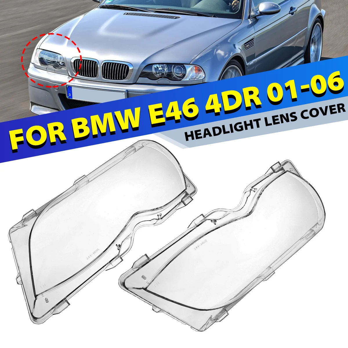 Левая и правая боковые накладки на передние фары автомобиля для BMW E46 320i 325i 325xi 4DR