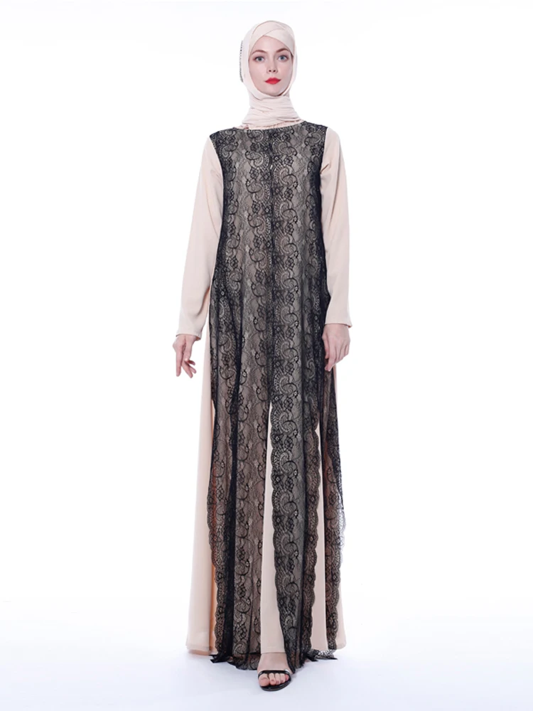Vestidos кружево abaya Арабский мусульманский платье Катара Кафтан Дубай турецкие исламские платья Хиджаб юркен женщин Tesettur Elbise Caftan
