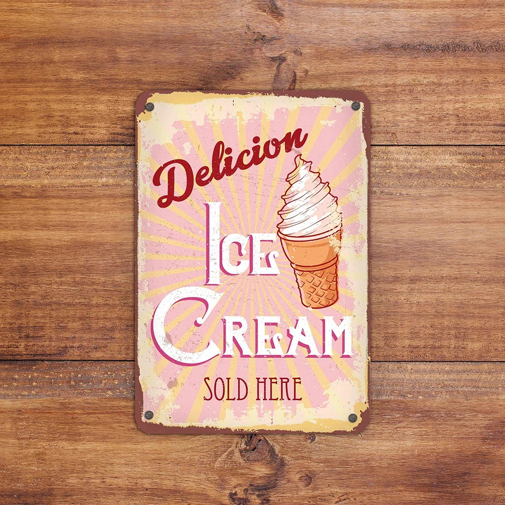 

Мороженое знак Винтаж стиль Мороженое Ретро металлическая Оловянная табличка на e-mail Декор стены искусства потертый шикарный подарок