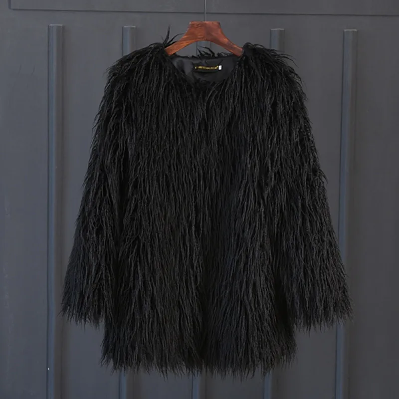 Женское пальто из искусственного меха leiouna розовое модное тонкой шерсти с